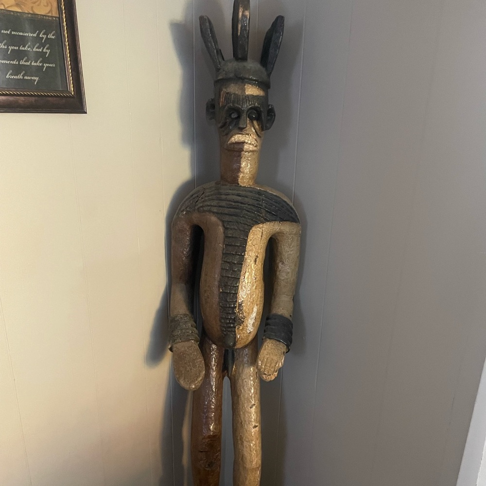 6ft tall carved wooden Mayan Warrior Statue